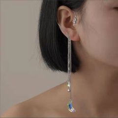 simple inlaid zircon star moon tassel drop earrings wholesale