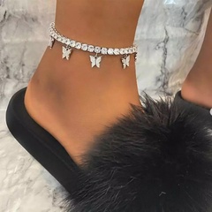 rhinestone small butterfly anklet simple claw chain tassel foot accessories
