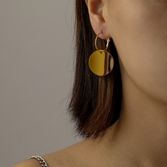 fashion geometric ear buckle round pendant alloy drop earrings