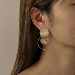 fashion simple nest shape pearl geometric alloy drop earrings
