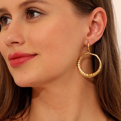 fashion simple titanium steel gold-plated geometric hoop earrings