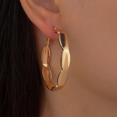 fashion simple glossy ripple geometric alloy hoop earrings