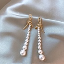 korean style bow rhinestone pearl tassel metal earrings wholesalepicture9