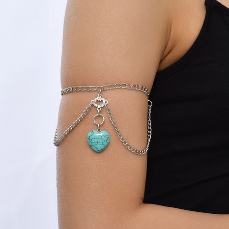 Fashion multi-layer heart-shaped arm chain creative turquoise alloy body chain jewelry's discount tags