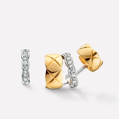 Gold silver contrast color asymmetric double-layer diamond alloy clips