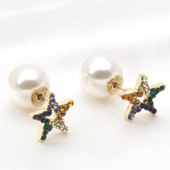 fashion pearl star heart-shaped simple alloy stud earrings
