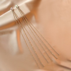korean style inlaid rhinestone long tassel alloy earrings wholesale