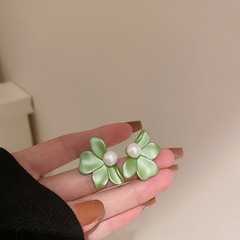 korean style inlaid pearl flower petal alloy earrings wholesale