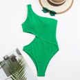 fashion fluorescent color onepiece solid color one shoulder hollowed swimsuitpicture17