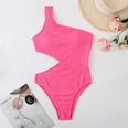 fashion fluorescent color onepiece solid color one shoulder hollowed swimsuitpicture24