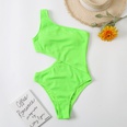 fashion fluorescent color onepiece solid color one shoulder hollowed swimsuitpicture28