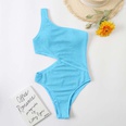 fashion fluorescent color onepiece solid color one shoulder hollowed swimsuitpicture32