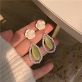 retro green opal pearl camellia rose water drop alloy earrings female springpicture11