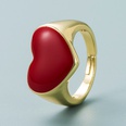 fashion red black large heart copper goldplated drop oil opening ringpicture12