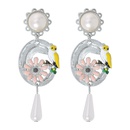 fashion geometric flower and bird imitation pearl alloy earringspicture5