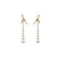 korean style bow rhinestone pearl tassel metal earrings wholesalepicture11