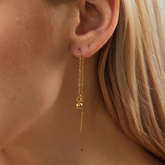 new fashion stainless steel electroplating 18K gold ball ear wire tassel earrings