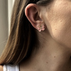 fashion simple drop oil butterfly alloy stud earrings