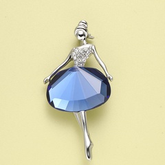 Fashion Classic Ballerina Girl Copper Diamond Brooch