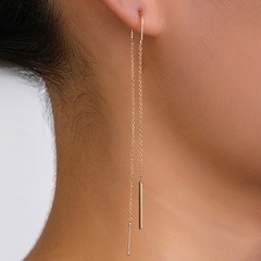 new fashion square bar pendant tassel pierced copper earrings ear wire pair