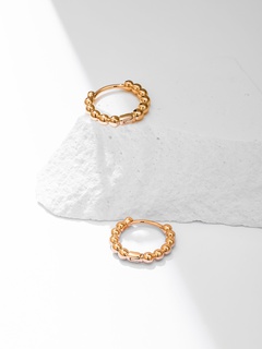 Mode einfache geometrische Perlenkette Kupfer Creolen