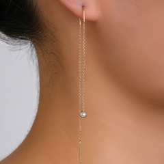 Mode vente chaude bijoux version coréenne petite paire de fil d'oreille pendentif zircon frais