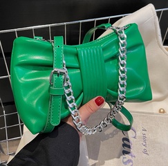 2022 new fashion solid color messenger chain cute bow underarm bag 24*13.5*6