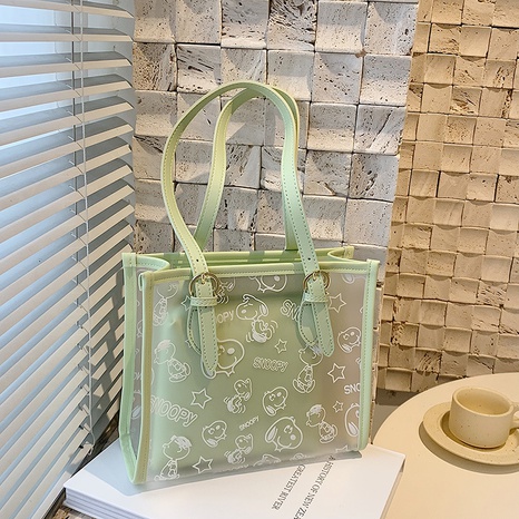 Simple transparent bag women's large-capacity handbag tote bag 24*22*9cm's discount tags