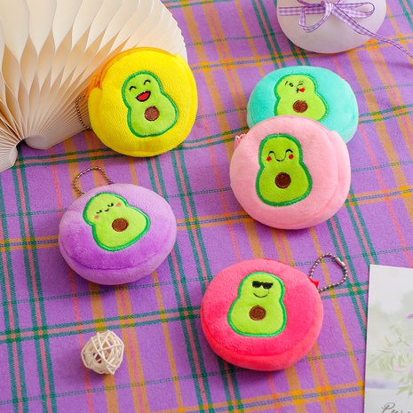 new cartoon embroidered children avocado coin storage plush headphone bag 8.5*8.5's discount tags