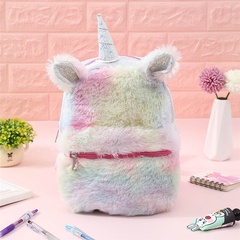 cute furry unicorn plush sequin large capacity backpack 31*23*10.5