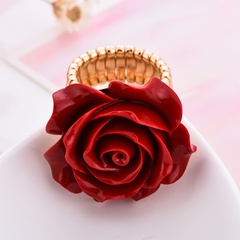 fashion red rose flower adjustable ring