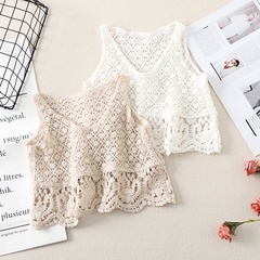ethnic style sexy hollow crochet sleeveless knitted camisole short top