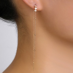 fashion copper micro-inlaid zircon horse eye pendant tassel pierced earrings