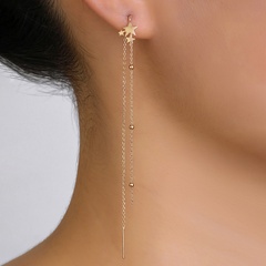 fashion new five-pointed star element pendant tassel pierced copper earrings