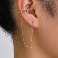 A pair of new branch flower shape ear-hook tassel pierced copper earrings