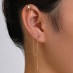 A pair of new fashion copper zircon eight-pointed star earrings with tassel pierced earrings