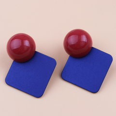 fashion candy-colored round square acrylic earrings female