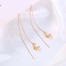 Pair of new fashion copper microinlaid zircon branch pendant tassel pierced earringspicture15