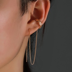 un par de nuevos aretes de cobre perforados con borla y gancho para la oreja en forma de flor