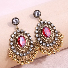 fashion retro simple geometric tassel alloy diamond earrings