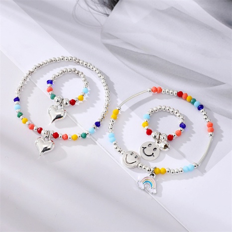 fashion heart smiley cute beaded alloy bracelet ring's discount tags
