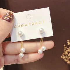 fashion pearl tassel Korean alloy ear jewelry