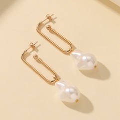New metal pin shaped pearl fashion simple copper ear jewelry wholesale