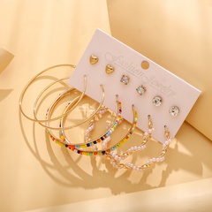 fashion pearls rainbow beaded rhinestone alloy 6 sets of earrings