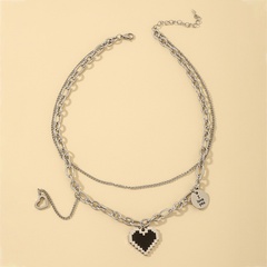 simple multi-layered titanium steel round letter heart pendant necklace