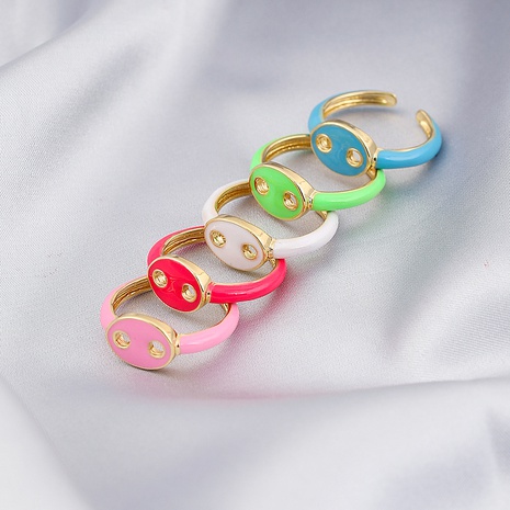 fashion geometric multi-color dripping oil pig nose alloy ring's discount tags