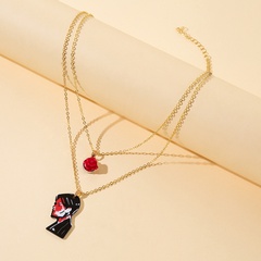 fashion double-layer rose portrait pendant necklace acrylic necklace