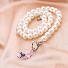 fashion moon cartoon cat pendant pearl chain necklace