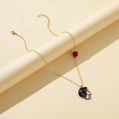 collier pendentif mode portrait rose collier acrylique créatif