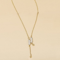 Korean style pearl pendant full of diamond necklace